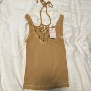 Tan Crochet Halter Top